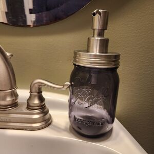 Purple Ball Mason Jar Soap Dispenser With New Dispenser Kit